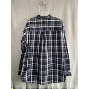 Chaps Ralph Lauren Men's XXL Plaid Button-Down Shirt - Navy/White - Long Sleeve